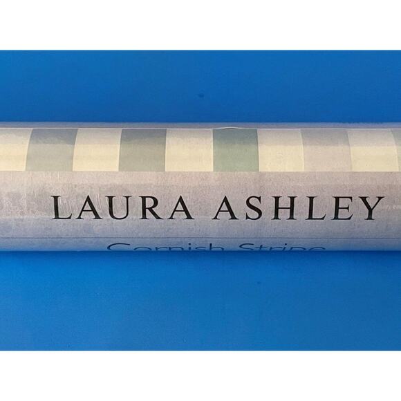 Laura Ashley Cornish Stripe Wallpaper Roll Grey Green More Available - Picture 3 of 7